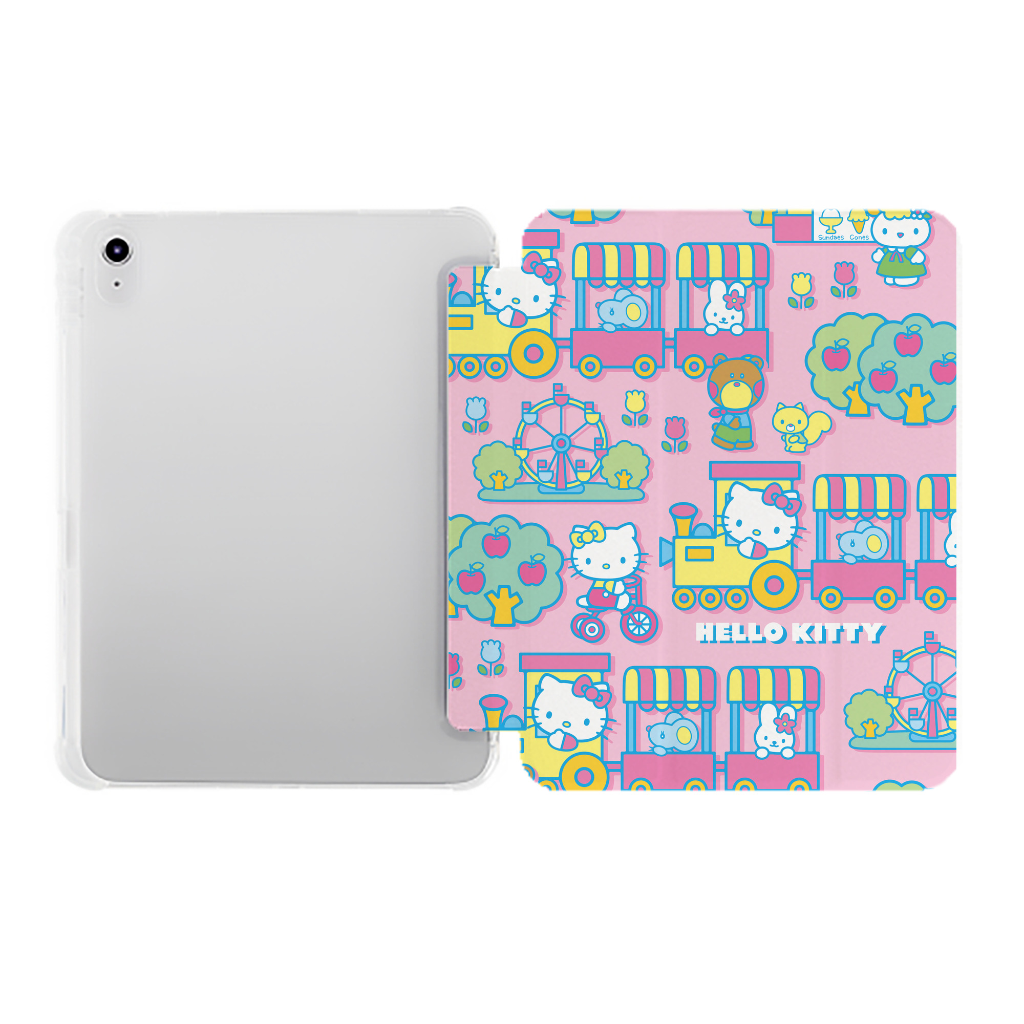 （画像用） Hello Kitty ハローキティ IPad ケース ペン収納付き 三つ折りスタンド PUレザー×シリコン 対応機種9.5/10.5/10.9インチ
